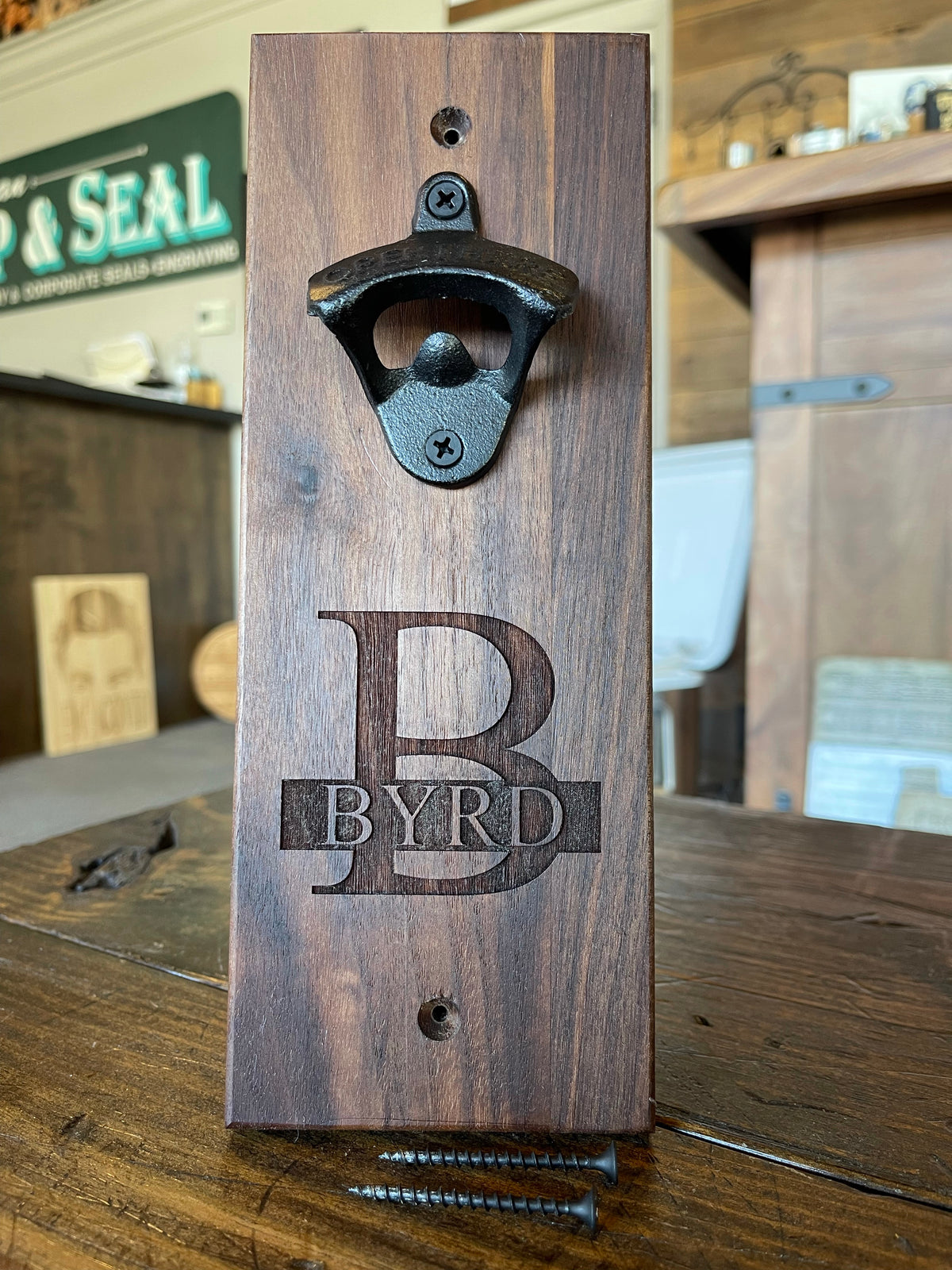 Wall Mounted Bottle Opener - Personalized Name
