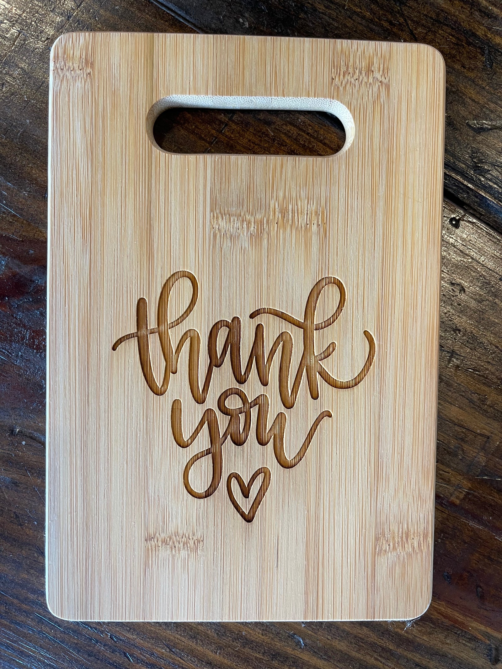 9" x 6" Bamboo Bar Cutting Board - Thank You - ImpressMeGifts