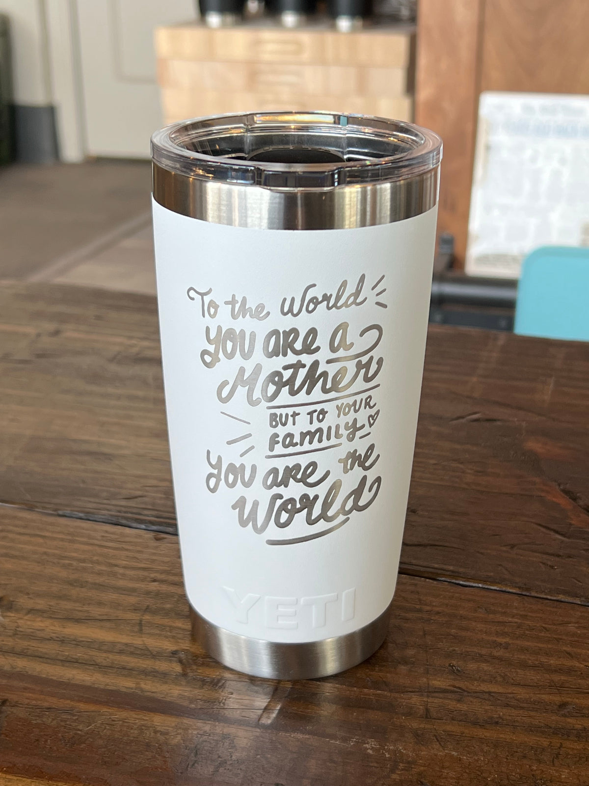 Laser Engraved Authentic YETI Rambler - You Are The World