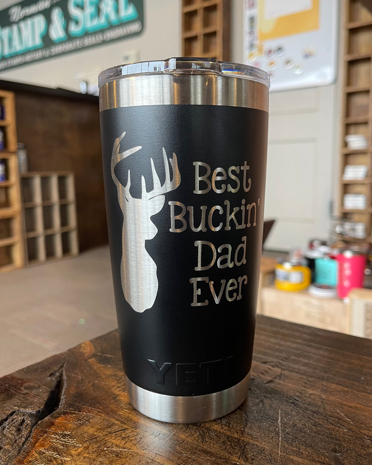 Laser Engraved Authentic YETI Rambler - BEST BUCKIN' DAD