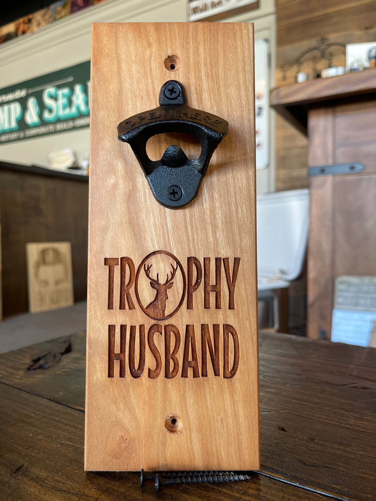 Wall Mounted Bottle Opener - Trophy Husband - ImpressMeGifts