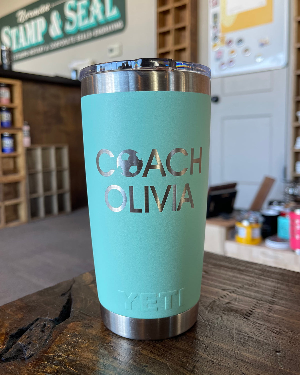 Laser Engraved Authentic YETI Rambler - SOCCER COACH